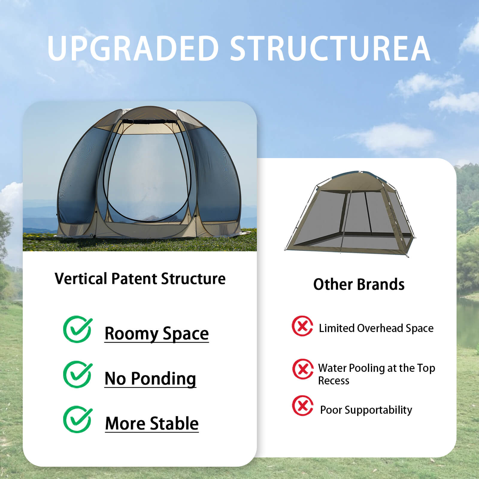 Stable outdoor mesh shelter octagonal mesh shelter stable frame support wind resistant outdoor