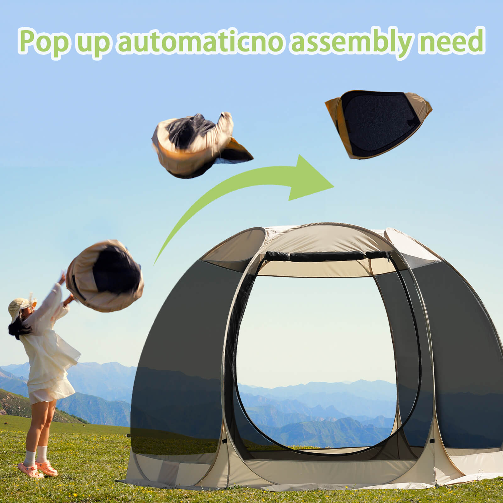Fast setup mesh shelter octagonal mesh shelter quick pop up setup easy installation camping