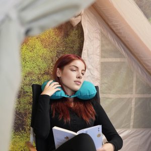 inflatable camping tent outdoor relaxing camping scene nature