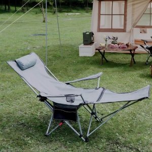 four position reclining camping chair adjustable outdoor folding lounge chair