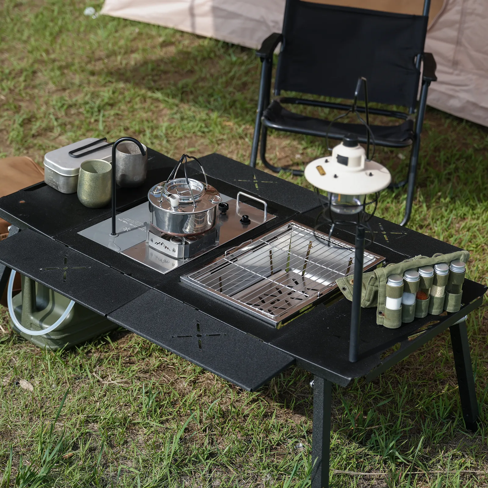 Outdoor camping kitchen IGT tactical camping table outdoor cooking setup camping kitchen