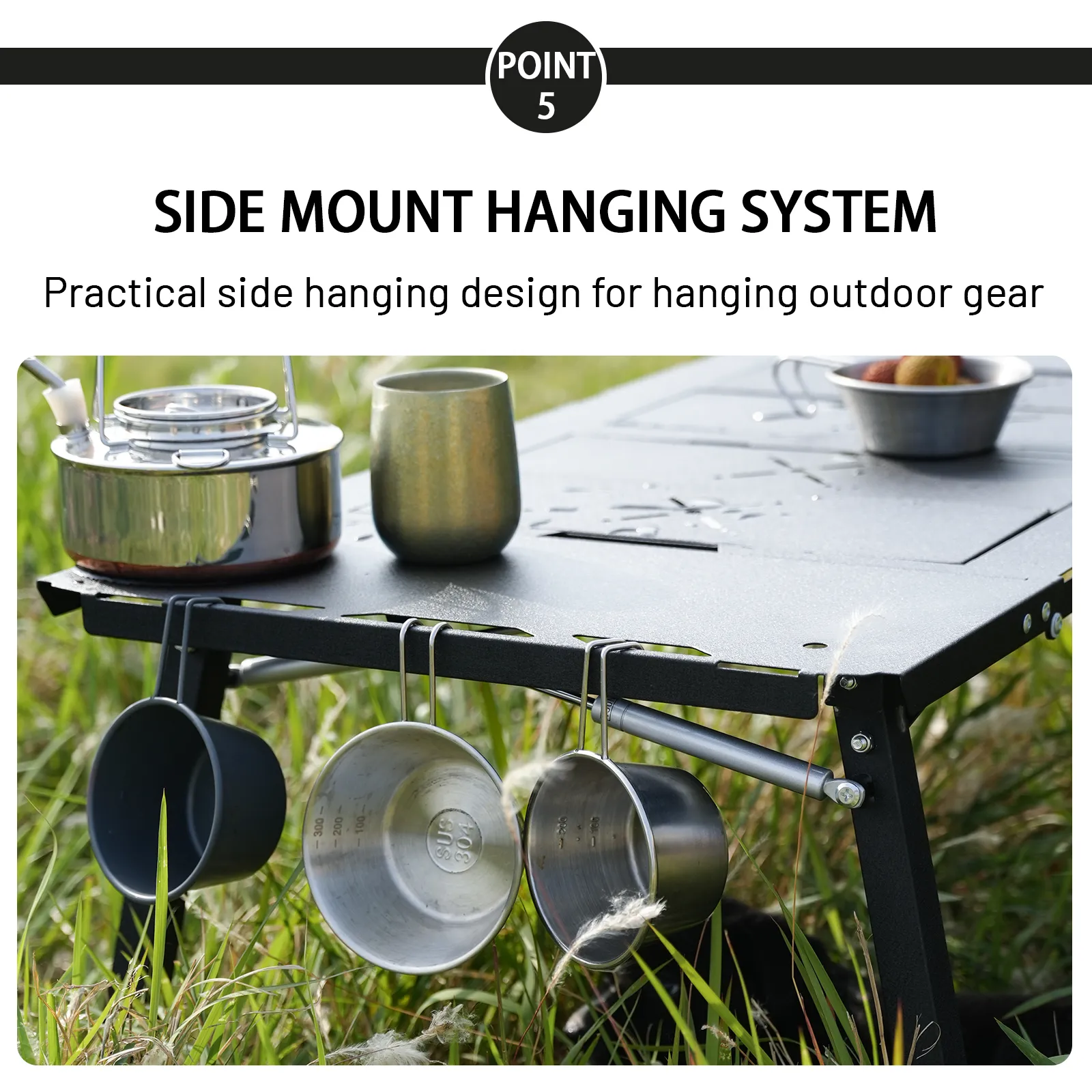 Hanging storage design IGT tactical camping table hanging storage hooks gear organizer